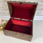 Wooden Treasure Chest With Padded Velvet Lining And Antique Lock With Skeleton K