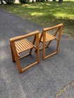 Vintage Mid Century Modern Aldo Jacober Style Wood Folding Chairs Romania - Pair