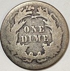1885 Seated Liberty Silver Dime Love Token With Dollar Sign Engraved Into It 