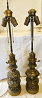 Antique Pair 1890s Pittsburgh Lamp Brass   Glass Co Success Cherub Banquet Lamps