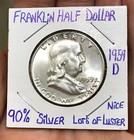 Us Coins Lot  Silver 1959 D Ben Franklin Half Dollar With Luster   Other Coins