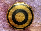 Stratton As Seen Princess Black Gold Vintage Powder Compact  Makeup Mirror-1r