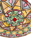 Stained Glass Window 24   Round Colorful Pastel Iridescent Center Jewel Handmade