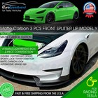 Matte Carbon Style Front Bumper Lip Spoiler Splitter Tesla Model Y Accessories