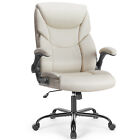 Pu Leather Executive Office Chair Flip-up Arched Arm Ergonomic Adjustable Height