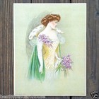 Vintage 1909 Lovely Ladies Victorian Stone Lithograph Art Print Beauty Queen 