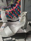 Womens London Fog Nikki Silver Glitter Dress Shoes Heel Size 9 5 M Us Nib  t6