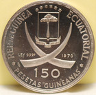 Equatorial Guinea  1970 150 Pesetas  Km14  Silver   9636oz   Proof  Toning  10-3