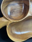 Vintage Monkey Pod Wood Leaf Serving Tray Divided Bowl Hawaii Hand Carved Decor