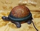Vintage Turtle Night Light Lamp Amber Glass Cast Iron Body