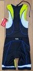 Tyr Competitor Men s Xs Black Lime Blue Trisuit Short John Back Zip With Pad New