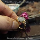 Omer Hammered 925 K Silver Roman Art Blackened Coin Gold Ring Artisan Jewelry