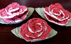 Freeship Lot Of 8 Vtg Cutter Quilt Red 3d Rose All Fabric Applique Die Cuts