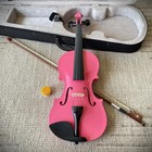 Full-size 4 4 Pink Violin Starter Set With Case  Bow  Rosin  Solid Wood Violin