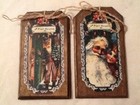 5 Wood Prim Vintage Santa Christmas Ornaments prim Hangtags winter Ornies Set 1