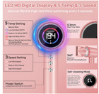 Professional Ionic Hair Dryer 1600w Led Display Adjustable Speed Blow Dryer