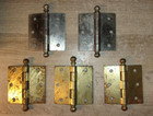 Vintage Lot Of 5 - 3  Door Hinges With Cannon Ball Tips Mckinney stanley