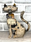 Recycled Scrap Small Metal Kitty Cat Statue Rustic Home Garden Decor 7 25  Tall