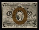 5c 1863-67 2nd Issue Beautiful Crisp Au  Washington Frame Fractional Currency 