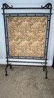 Antique French Victorian Needle Point Panel Fire Screen Metal Frame 19th Century