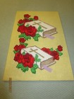 Vintage Bibles With Red Roses Punch Needle Embroidery - Mounted 12  X 18 