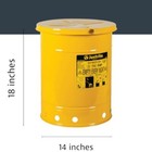 Justrite 10 Gallon Galvanized Steel Oily Waste Can  18  X 14  Metal Oil Rag Safe