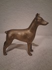 Vintage Solid Brass Dog Figurine Statue  Doberman Pinscher Animal Sculpture 7 