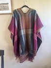 The J  Peterman Co  Handmade Alpaca Plaid Fringe Shawl Wrap Multicolor