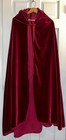 Vintage Handmade Thick Red Velvet Long Cape With Hood 