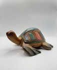 Vintage Hand Carved Painted Wooden Sea Turtle