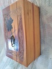 Vintage Antique Carved Knitting Volumes Kitty Cats Wooden Storage Box Unique