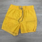 Vtg Birdwell Beach Britches Yellow Swim Trunks Men   s Short Flaw Pocket