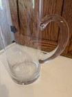 Vtg Hand Blown Clear Glass Martini Pitcher Applied Handle Pinch Spout 6 Cup Euc
