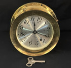 Seth Thomas Helmsman-w Brass Maritime Ships Bell Strike Clock With Key  e537-001