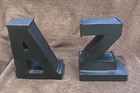 Pre Owned Vintage Stylish Black Heavy Resin A And Z Bookends