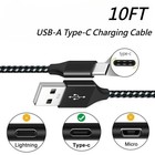 Lot 10ft Braided Usb C Type-c Fast Charging Data Sync Charger Cable Usb Cord 