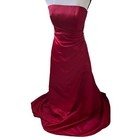 David   s Bridal Satin Red Strapless Accent Bridesmaid Dress Gown