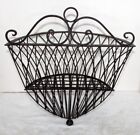 Decorative Brown Wrought Iron Scalloped Metal Hanging Wall Pocket Planter Basket