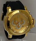Beautiful Invicta Golden Dial Quartz Chronograph 52 Mm Case Date Man Wrist Watch