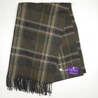 New  595 Ralph Lauren Purple Label Loden Plaid Green Cashmere Scarf Made In Uk