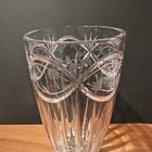 Vtg Cut Crystal Glass Vase 11  Heavy Clear Floral Garland Fluted Centerpiece Art