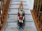 Vtg British Soldier Officer Painted Cast Metal Fireplace Tool Holder Set 29 5 