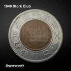 1940 Stork Club  New York City  Encased Lincoln 1940 Wheat Cent