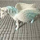 Pegasus Winged Flying Horse Plastic Toy Figure Figurine White Blue Wings