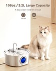 Cat Dog Water Fountain 3 2l 108oz Stainless Steel Pet Automatic Water Dispenser