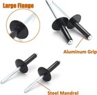 50pcs 3 16  X 1  Large Flange Aluminum Blind Rivets  4 8 X 25mm Pop Rivets Black