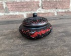 Vintage Chinese Carved Cinnabar Black   Red Pot Bowl Trinket Jewellery Storage