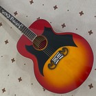 J200 Acoustic Guitar Johnny Cash Inlaid Fretboard Hollow Body Cherry Red Burst