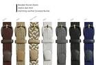 7001 Men s Leather Covered Buckle Woven Elastic Stretch Belt 1-1 4  Wide