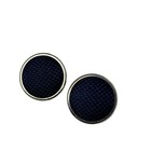 Woven Navy Fabric With Silvertone Hardware Cufflinks Set
